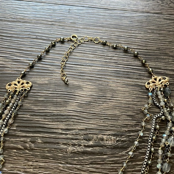 Sold💎cross chain layered necklace labradorite gold silver gunmetal coin pendent - Picture 9 of 15